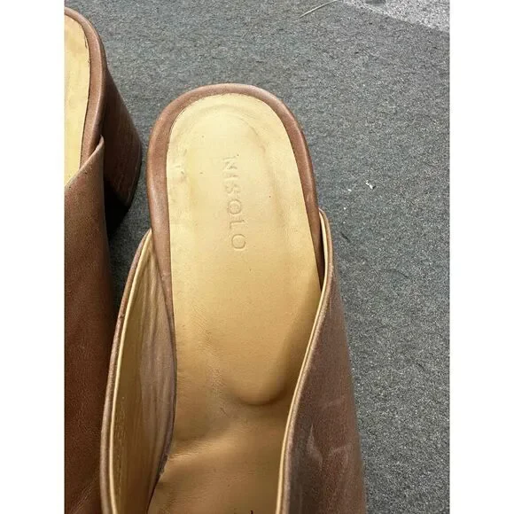 Nisolo Womens Mule Shoes Size 8.5 Brown Leather Chunky Heel Closed Toe - Picture 5 of 7